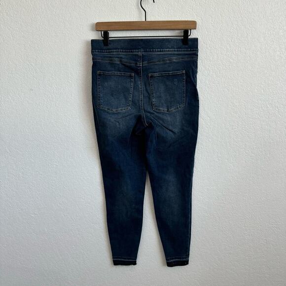 Spanx High-Rise Distressed Ankle Skinny Pull-On Denim Jeans Medium Wash Blue L - Picture 12 of 16